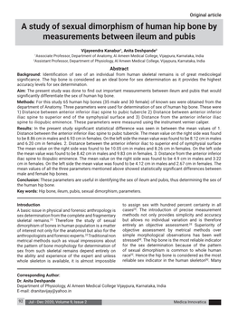 A Study of Sexual Dimorphism of Human Hip Bone by Measurements Between Ileum and Pubis