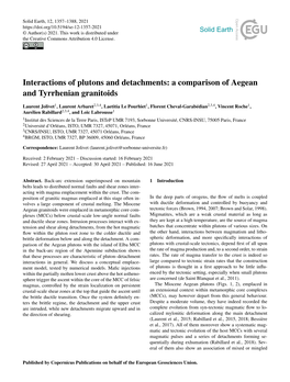 A Comparison of Aegean and Tyrrhenian Granitoids