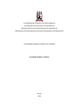 Universidade Federal De Pernambuco Centro De Tecnologia E Geociências Departamento De Engenharia De Produção Programa De Pós-Graduação Em Engenharia De Produção