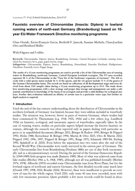 (Insecta: Diptera) in Lowland Running Waters of North-East Germany (Brandenburg) Based on 10- Year EU-Water Framework Directive Monitoring Programme