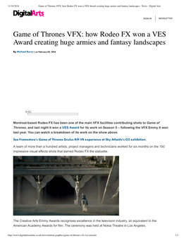 Game of Thrones VFX: How Rodeo FX Won a VES Award Creating Huge Armies and Fantasy Landscapes - News - Digital Arts