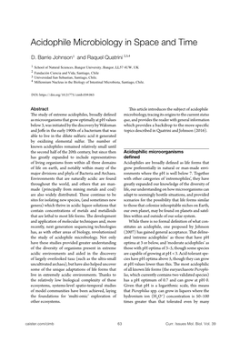 Acidophile Microbiology in Space and Time