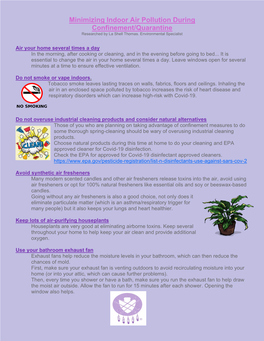 Minimizing Indoor Air Pollution During Confinement/Quarantine Researched by La Shell Thomas