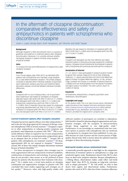 In the Aftermath of Clozapine Discontinuation