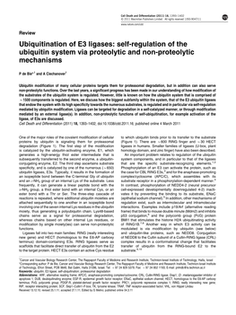 Ubiquitination of E3 Ligases: Self-Regulation of the Ubiquitin System Via Proteolytic and Non-Proteolytic Mechanisms