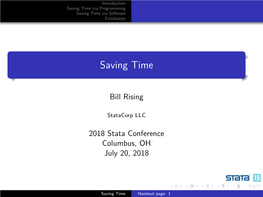 Saving Time Via Programming Saving Time Via Software Conclusion