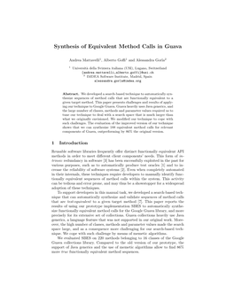 Synthesis of Equivalent Method Calls in Guava