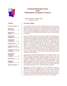 Louisiana/Mississippi Section of the Mathematical Association of America