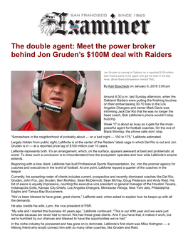 The Double Agent: Meet the Power Broker Behind Jon Gruden's $100M