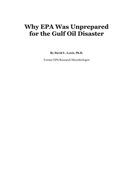 Why EPA Wasn't Prepared