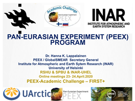 Pan-Eurasian Experiment (Peex) Program