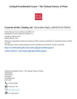 Glyneiddan Papers, (GB 0210 GLYDAN)