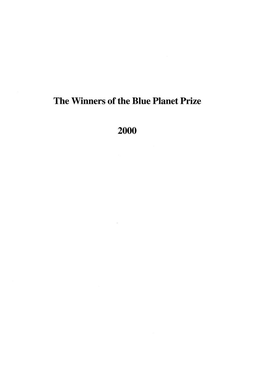 The Winners of the Blue Planet Prize 2000