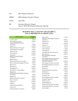 MEA Board of Directors FROM