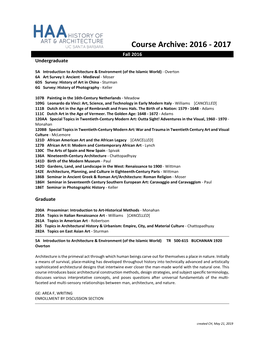 Course Archive: 2016 - 2017