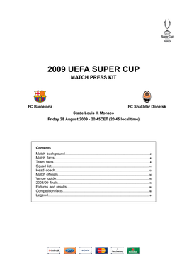 2009 Uefa Super Cup Match Press Kit