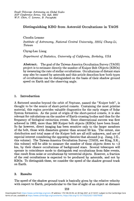 Distinguishing KBO from Asteroid Occultations in TAOS Claudia