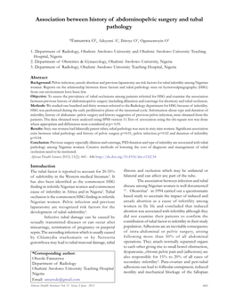 Association Between History of Abdominopelvic Surgery and Tubal Pathology