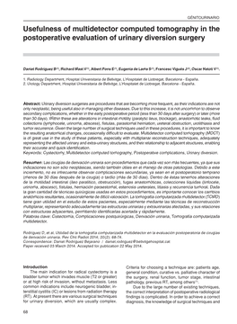 Usefulness of Multidetector Computed Tomography in the Postoperative Evaluation of Urinary Diversion Surgery