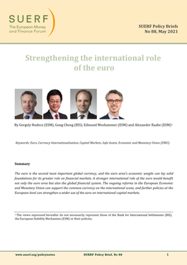 Strengthening the International Role of the Euro