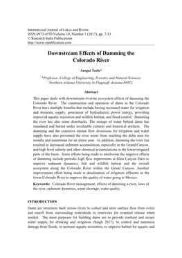 Downstream Effects of Damming the Colorado River