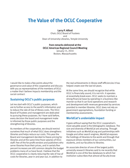 The Value of the OCLC Cooperative