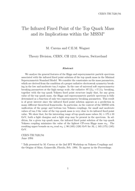 The Infrared Fixed Point of the Top Quark Mass and Its Implications Within the MSSM∗