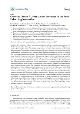 'Smart'? Urbanization Processes in the Pune Urban Agglomeration