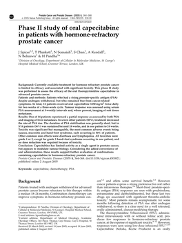 Phase II Study of Oral Capecitabine in Patients with Hormone-Refractory Prostate Cancer