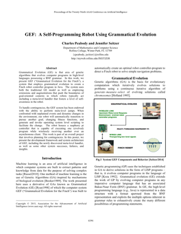 GEF: a Self-Programming Robot Using Grammatical Evolution