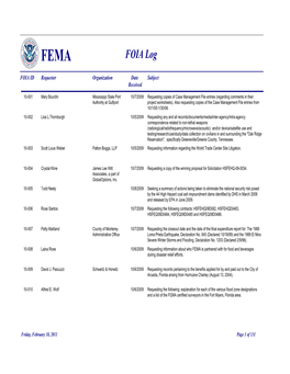 FEMA FOIA Log