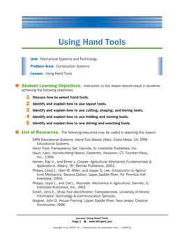 Using Hand Tools