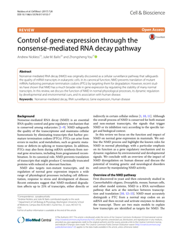 Control of Gene Expression Through the Nonsense-Mediated RNA Decay Pathway