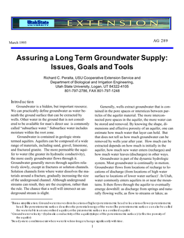 Assuring a Long-Term Ground Water Supply