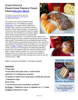 Panettone French Toast by Cleo Coyle