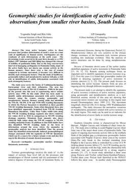 Geomorphic Studies for Identification of Active Fault: Observations from Smaller River Basins, South India