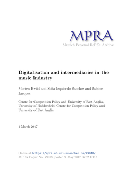 Digitalisation and Intermediaries in the Music Industry