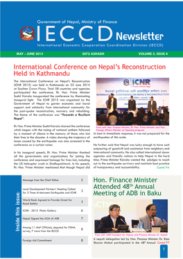 Government of Nepal, Ministry of Finance IECCD Newsletter International Economic Cooperation Coordination Division (IECCD)