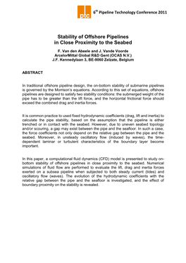 Stability of Offshore Pipelines in Close Proximity to the Seabed