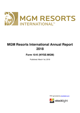 MGM Resorts International Annual Report 2018