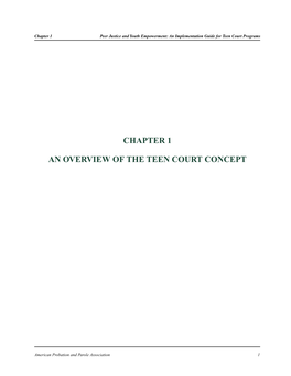 Chapter 1 an Overview of the Teen Court Concept