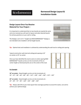 Barnwood Design Layout & Installation Guide
