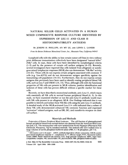 Natural Killer Cells Activated in a Human Mixed Lymphocyte Response Culture Identified by Expression of Leu-11 and Class Ii Histocompatibility Antigens