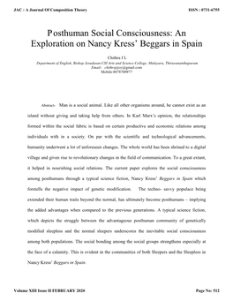 An Exploration on Nancy Kress' Beggars in Spain