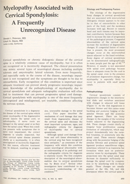 Myelopathy Associated with Cervical Spondylosis