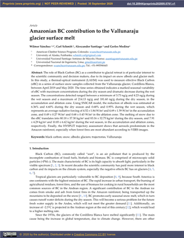 Amazonian BC Contribution to the Vallunaraju Glacier Surface Melt