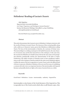 Heliodorus' Reading of Lucian's Toxaris