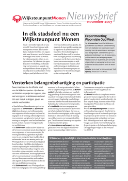 November 2007 Reacties, Inzendingen En Aan/Afmeldingen Voor Ontvangst Graag Naar Post@Wswonen.Nl