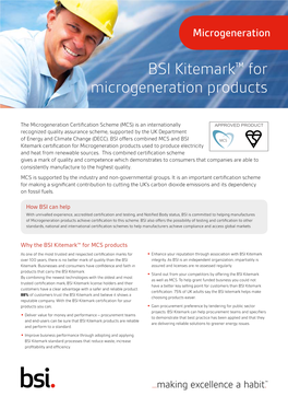 BSI Kitemark™ for Microgeneration Products