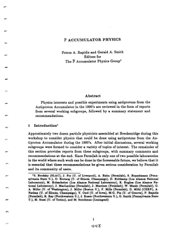 P ACCUMULATOR PHYSICS Abstract Introduction·